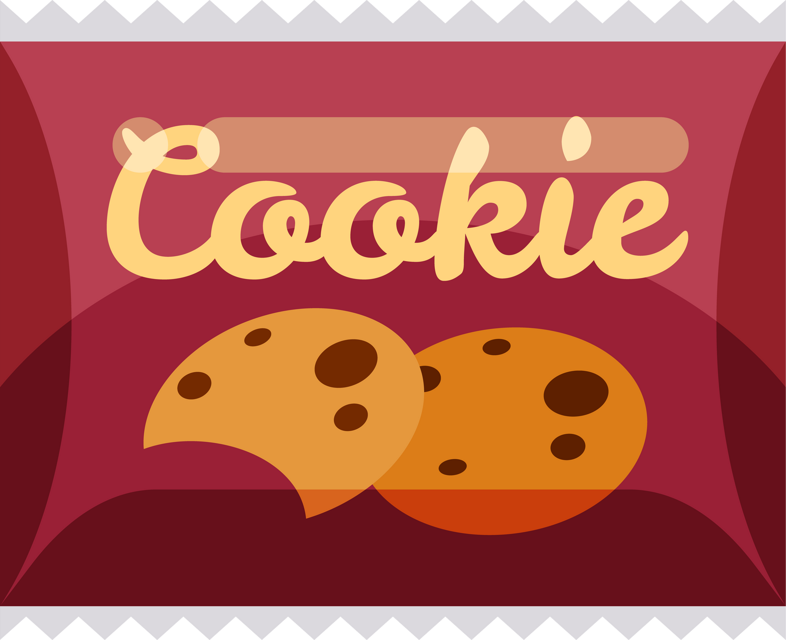 Cookie pack cartoon icon. Sweet snack bag