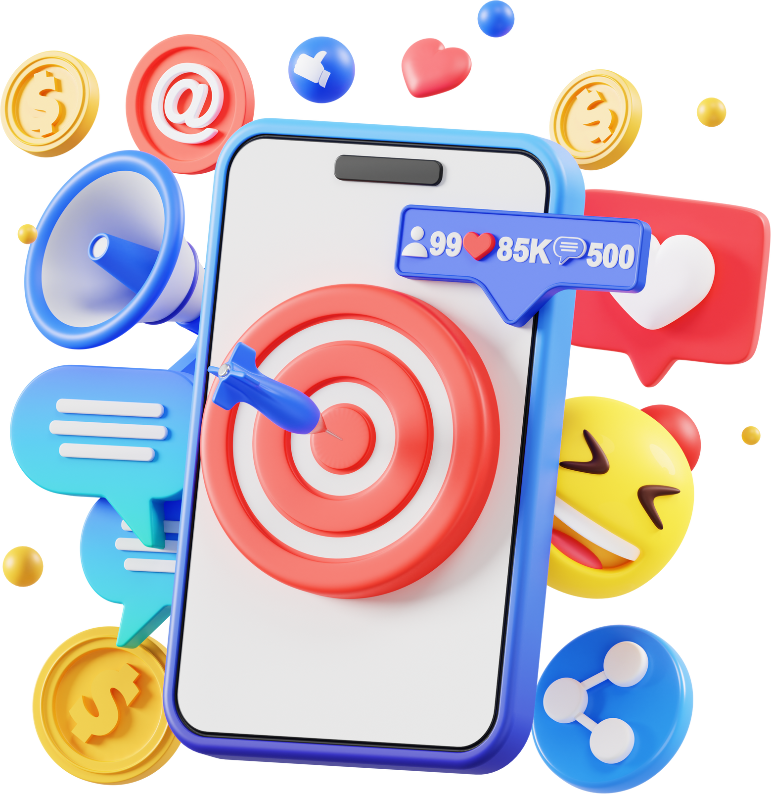 social media marketing 3d illustration